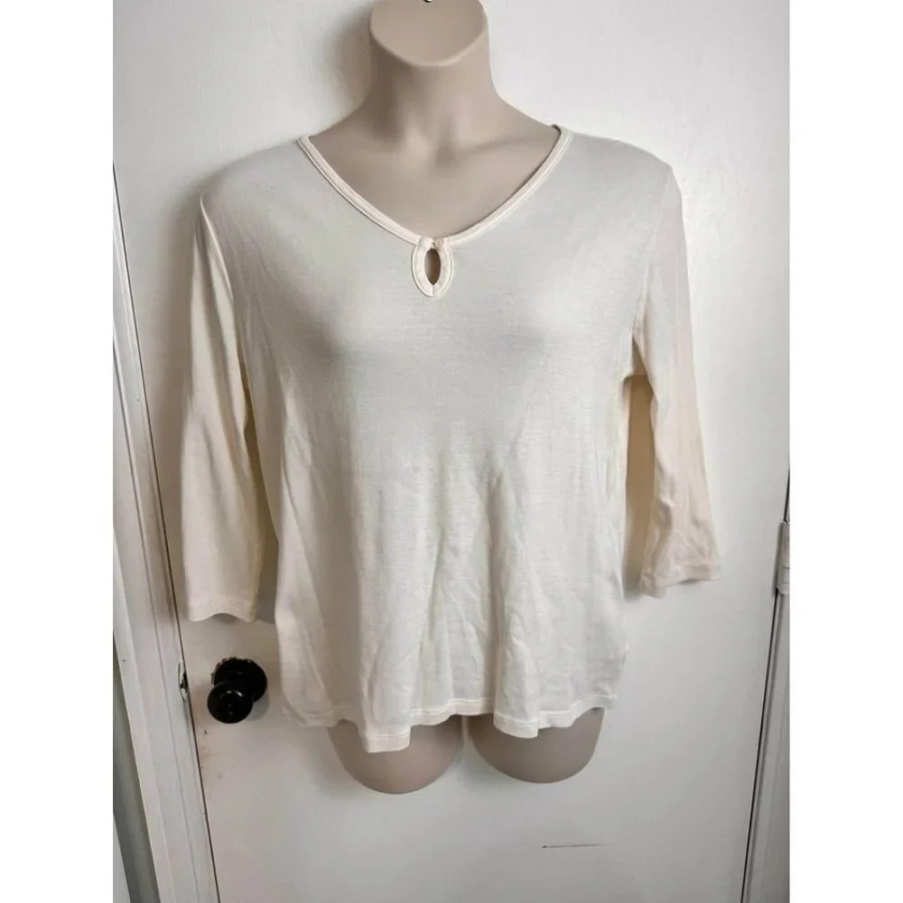 Anne Klein women's tops with key hole in White size XL #0761 - Picture 2 of 8
